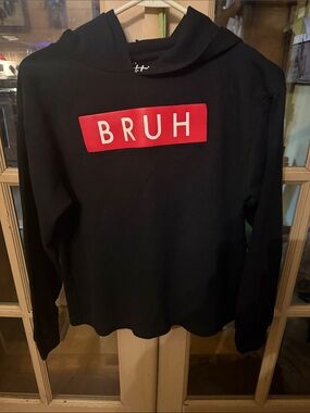 Eighty Eight Kids Black Hoodie with Red BRUH Logo